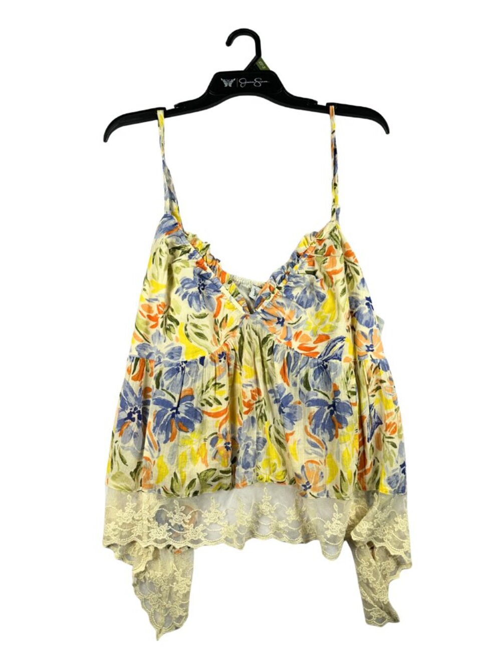 Jessica Simpson Size XL Indy Hankercheif Hem Watercolor Floral Summer Boho Top